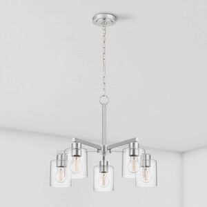 allen + roth Evans 5 -Light Brushed Nickel Clear glass Metal Chandelier
